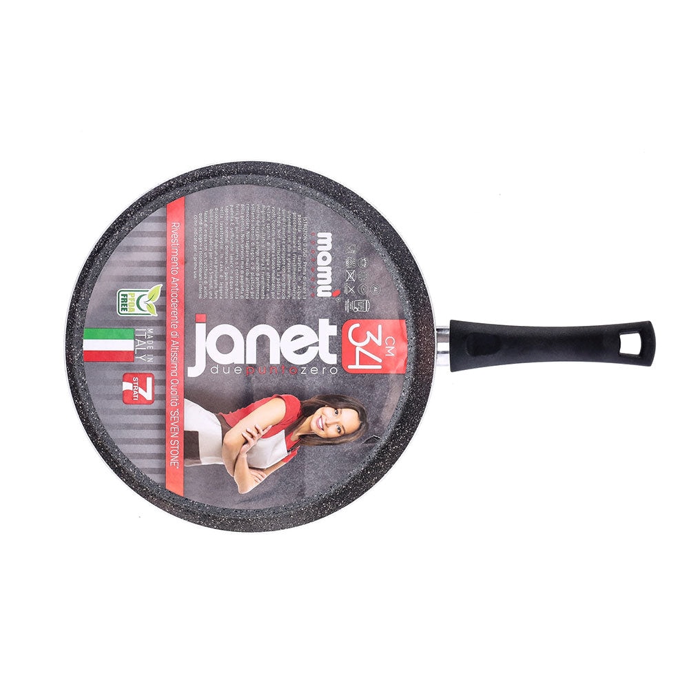 Plaque de cuisson antiadhésive Mamù, en aluminium, sans PFOA, résistante aux rayures, fabriquée en Italie, Ø 34 cm