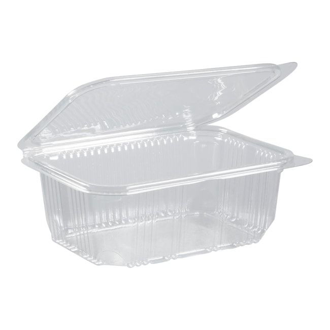 Barquettes avec couvercle attenant en PET 1000 mL par 50