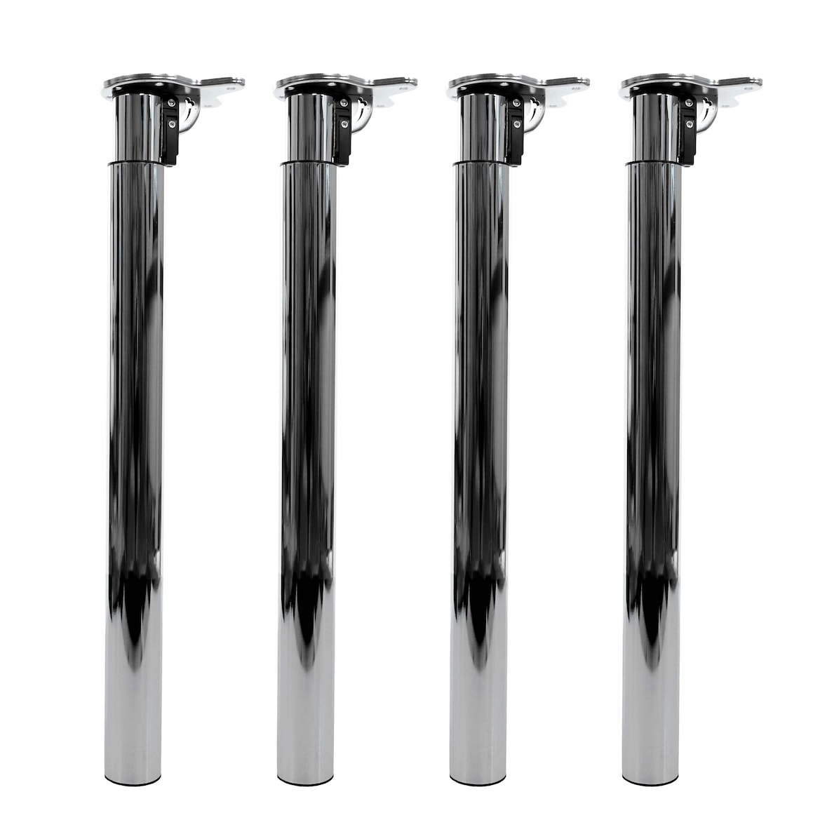 Set van 4 tafelpoten HWC-H35 voor bureau Tafelpoot opklapbaar draaimechanisme in hoogte verstelbaar 70-110cm ~ Inox look