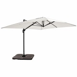 thumbnail of Vrijhangende parasol 3×4 m kantelbaar, draaibaar en met 4 vulbare tegels van wit aluminium