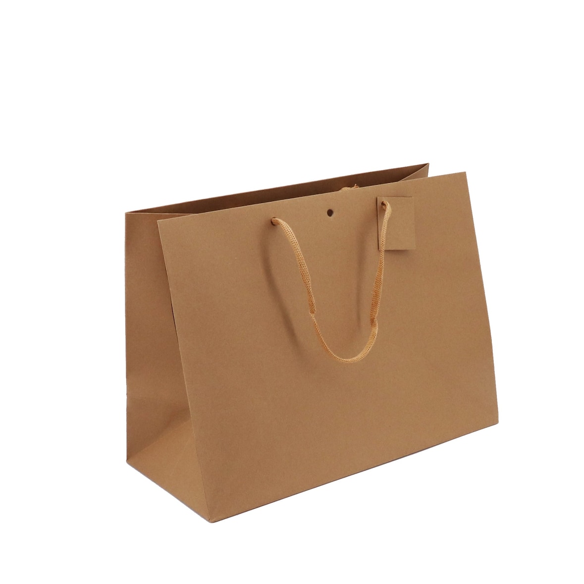Grote horizontale bruine kraft tas met koordhandvatten 39 + 18 x 29 cm per 60 - Gimex