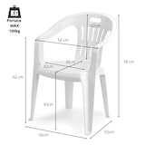 thumbnail of Sedia da Giardino Impilabile Poltrona Piona Progarden Sedie con Braccioli da Esterno in Plastica Bianca