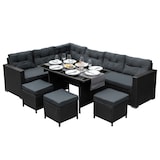 thumbnail of Rotan Hoekset Loungeset Dining - 9 Personen - Zwart