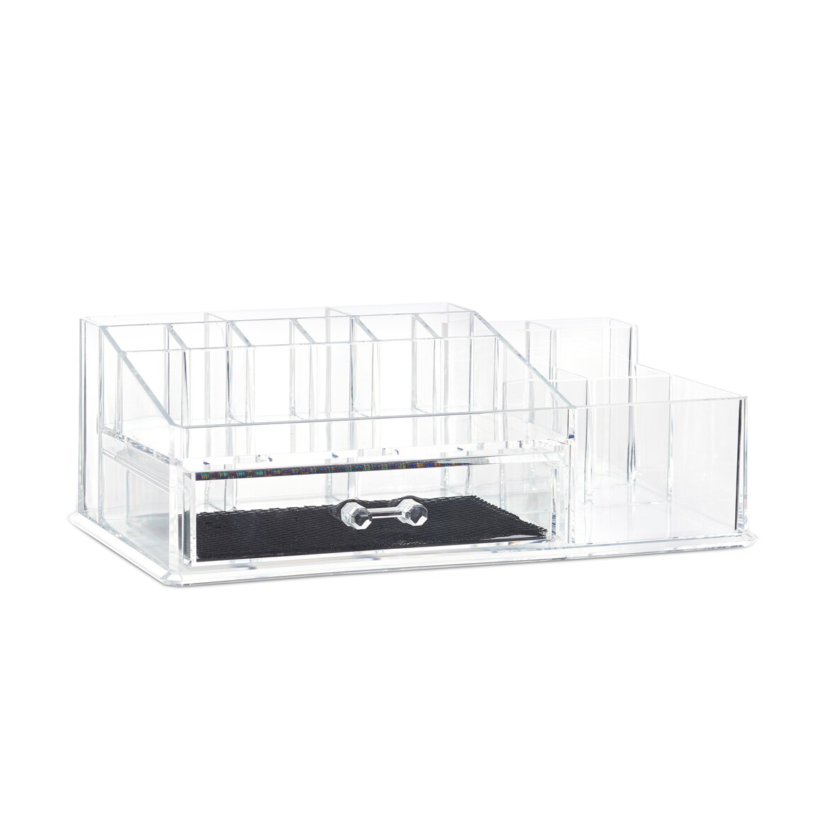 Relaxdays Make Up Organizer mit Schublade, Kosmetik Aufbewahrung fr  Schminke & Schmuck, Lippenstifthalter, transparent | METRO