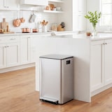 thumbnail of Cubo de basura de cocina con 2 compartimentos 2x30L papelera cocina de acero inoxidable con pedal tapa de cierre suave y cubo extraíble plata