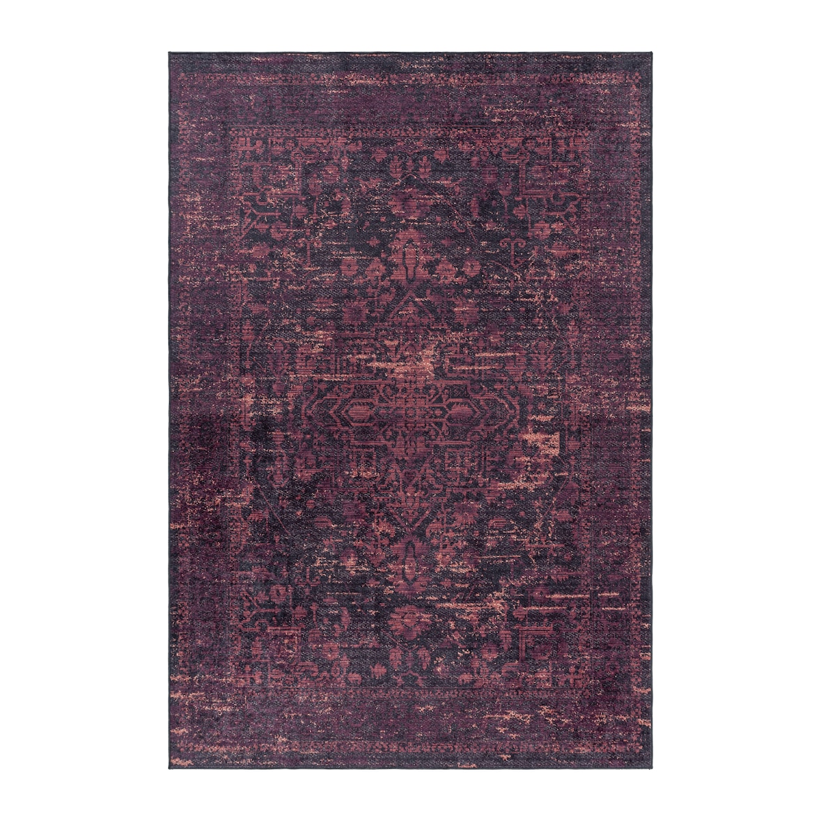 Teppich Wohnzimmer Vintage Pflegeleicht Waschbar Strapazierfähig Esszimmer OEKO-TEX Rot 140x200 cm Gekettelt – PIZOL von Kadima Design