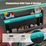 thumbnail of Polsterbett 140x200 mit LED-Beleuchtung und Stauraum – modernes Design mit Gasdruck-Lattenrost in Dunkelgrau
