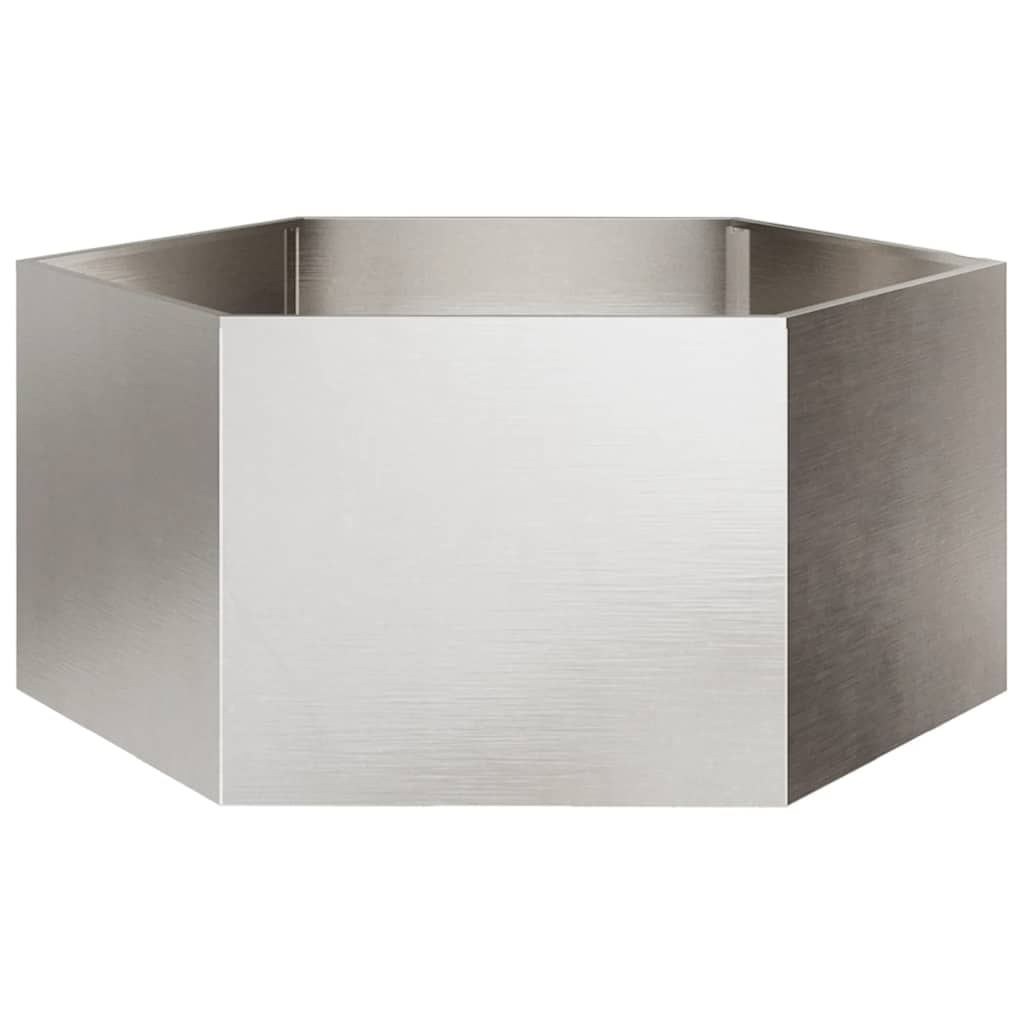 Helloshop26 - Sechseckiger Pflanzkasten/Hochbeet für Pflanzen Blumen Terrasse Garten 104 x 90 x 45 cm Edelstahl silber 02_0038635