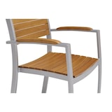 thumbnail of METRO Professional Sedia con schienale da esterno Lynx, alluminio / legno di eucalipto, 58 x 60 x 88 cm, con braccioli, impilabile, marrone / grigio