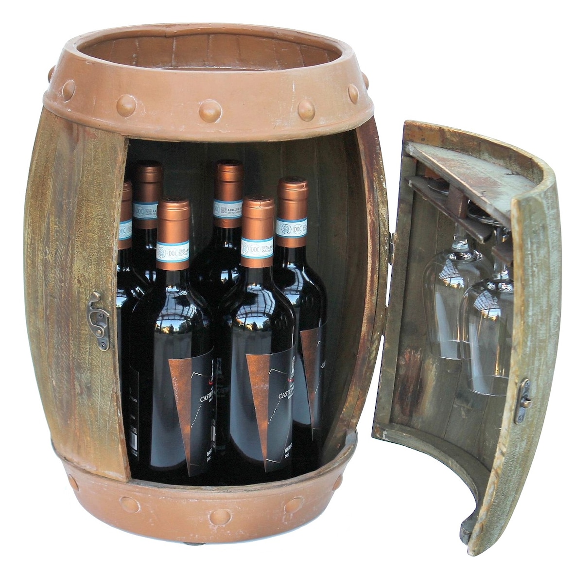 DanDiBo Weinregal Holz Weinfass Braun 44 cm 91361 Bar Flaschenregal Flaschenständer Klein Fass Holzfass