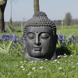 thumbnail of Tête de bouddha en fibres pour jardin 31 x 30 x 42 cm Stonelite