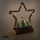 thumbnail of ECD Germany LED-Jute-Stern 33x9,5x30 cm mit 30 warmweißen LEDs, Deko Weihnachtsstern aus Seil mit 3 Tannen & Jutesäckchen, batteriebetrieben mit