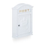 thumbnail of Relaxdays Briefkasten, englischer Stil, Aluguss, für DIN A4, HxBxT: 44,5 x 31 x 9,5 cm, antiker Wandbriefkasten, weiß