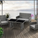 thumbnail of SVITA BROOKLYN XL Rattan Essgruppe Garten Möbel Set mit Tisch, 2 Sessel, 2er Sofa Grau