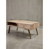 thumbnail of Couchtisch SIKAR 95x42x50cm Mango Massivholz / Metall Sofatisch, Design Wohnzimmertisch mit Schublade, Stubentisch Landhaus Braun, Designer Holztisch