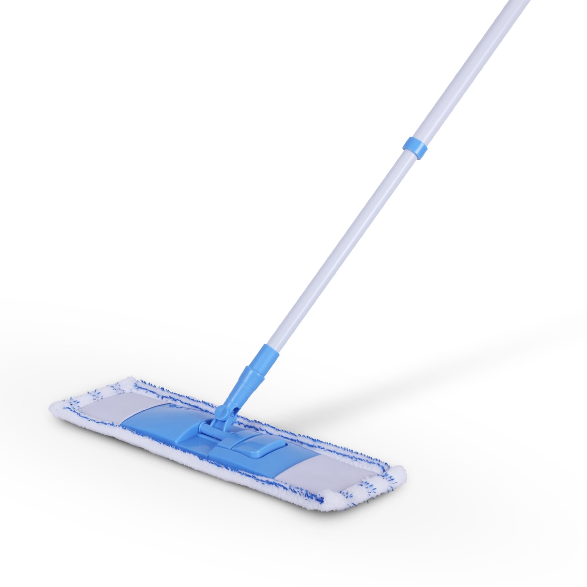 Bodenwischer Set mit Mikrofaser Bezug - Wischmopp mit Fußklick 360 Grad Gelenk für alle Ecken - Komfort Bodenreiniger Flachmopp Wischmopp