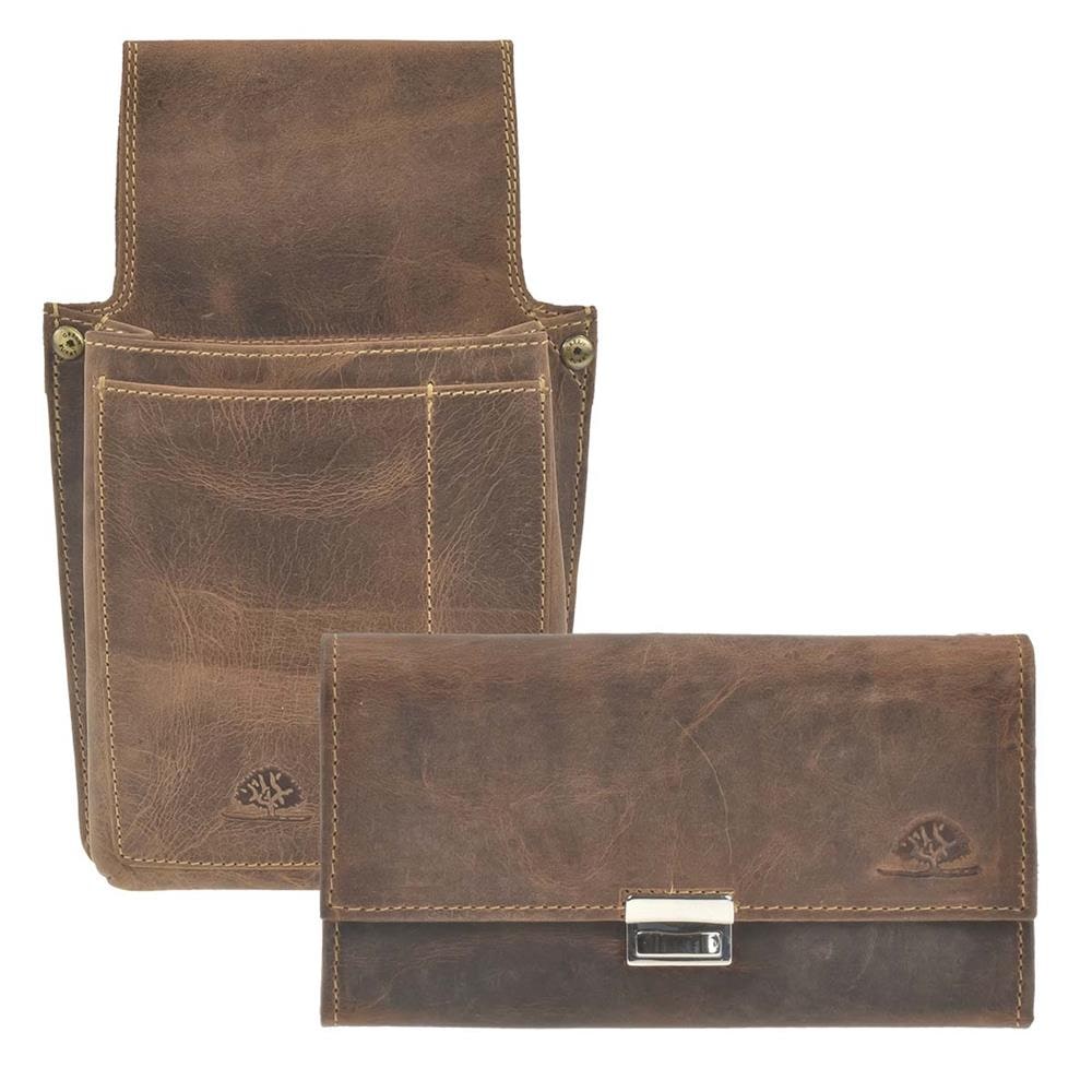 Greenburry Kellnerbörse Set Leder braun antik Kellnerset Holster Kellnertasche