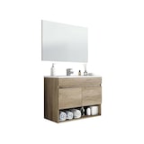 thumbnail of Dmora Unterschrank Shreveport, 2-türiger Badezimmerschrank, Hängeschrank mit Regal und Spiegel, Waschbecken nicht enthalten, 80x45h64 cm, Eiche