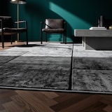 thumbnail of Teppich Wohnzimmer Steine Pflegeleicht Waschbar Strapazierfähig Schlafzimmer OEKO-TEX Schwarz 80x150 cm Gekettelt – DRAU von Kadima Design