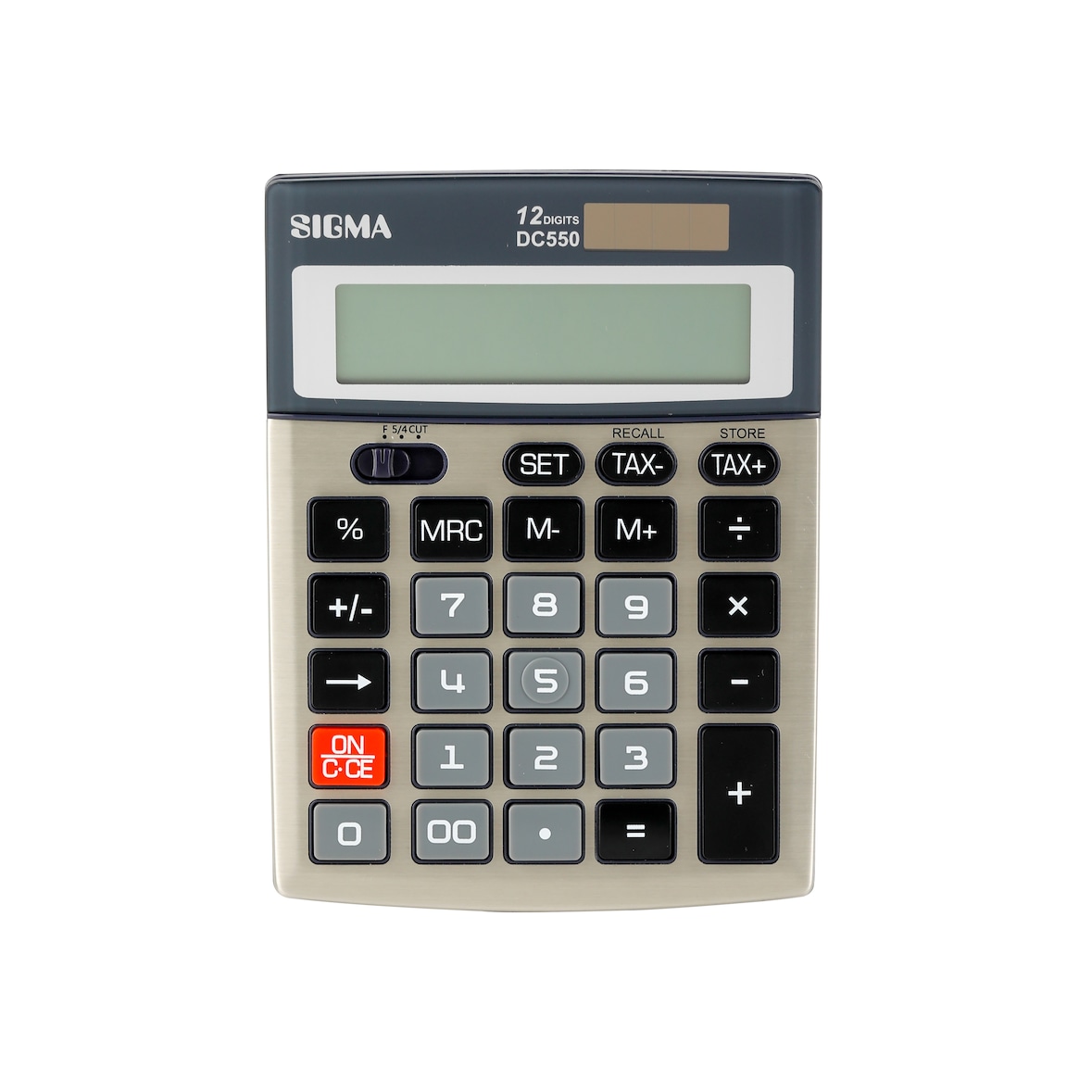 SIGMA Taschenrechner DC550, Metall/Kunststoff,  10.3 x 13.6 cm, 12-stelliges Display, grau