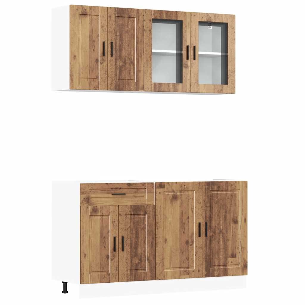 vidaXL 4-tlg. Küchenschrank-Set Porto Altholz-Optik Holzwerkstoff