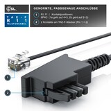 thumbnail of CSL - 15m Telefonkabel TAE-F Stecker auf RJ11 Stecker − Int. Norm 6P4C / 4-polig belegt − Flachkabel - TAE-F - schwarz