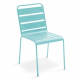 thumbnail of Conjunto de mesa de jardín y 6 sillas de metal turquesa.