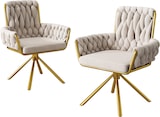 thumbnail of Merax Samt-Esszimmerstuhl, 2er set, Sessel, Schlafzimmer-Drehstuhl, Freizeit-Drehstuhl mit vier Stützbeinen aus Metall, beige