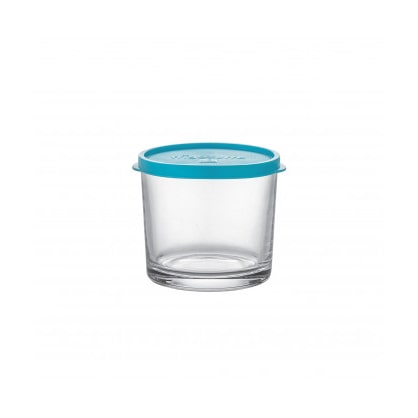 Recipiente de vidro redondo Ø 10 cm A 8,7 mm Frigoverre com tampa hermética, pacote com 24 unidades.