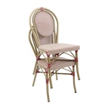 thumbnail of METRO PROFESSIONAL Cadeira de exterior francesa, alumínio/tecido sintético, aspeto de bambu, vermelho/bege