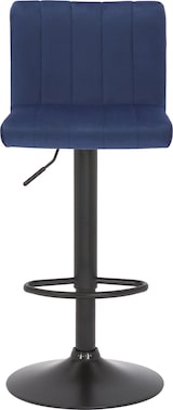 thumbnail of Décoshop26 - Barhocker x1 drehbar höhenverstellbar gesteppter Sitz in blauem Samt und schwarzem Metall 10_0005000