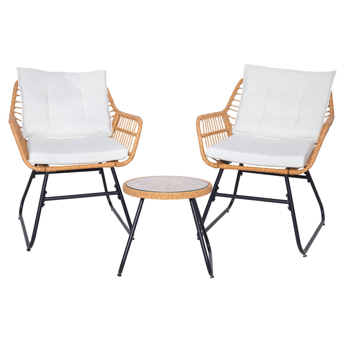 SVITA AMALFI Rattan Sitzgruppe Outdoor Gartenlounge 2 Personen Balkonset Natur
