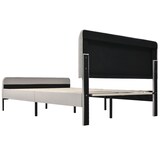 thumbnail of Merax Doppelbett 160x200 Polsterbett aus Leinen mit Höhenverstellbares Kopfteil & Lattenrost Beige