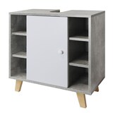 thumbnail of Waschbeckenunterschrank `Martha` marmor optik, grau eintürig, mit Seitenfächern 60x30x60cm