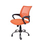 thumbnail of Silla de oficina 75443 de HERDASA,con ruedas, respaldo alto de malla y asiento de tela naranja.