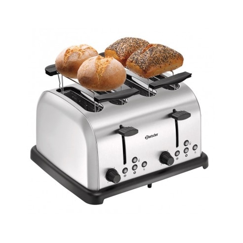 Roestvrijstalen broodrooster met 4 sneden, geborstelde afwerking, 1480 W, 220 V - MONO