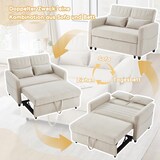thumbnail of Zweisitzer-Klappsofa 82x114x77 cm Beige mit dreistufig verstellbarer Rückenlehne aus Baumwoll-Leinen-Stoff