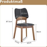 thumbnail of Gepolsterter Esszimmerstuhl 2er-Set aus Rubberwood in Schwarz, Schmetterlings-Rückenlehne, 43x42x46 cm Sitzfläche