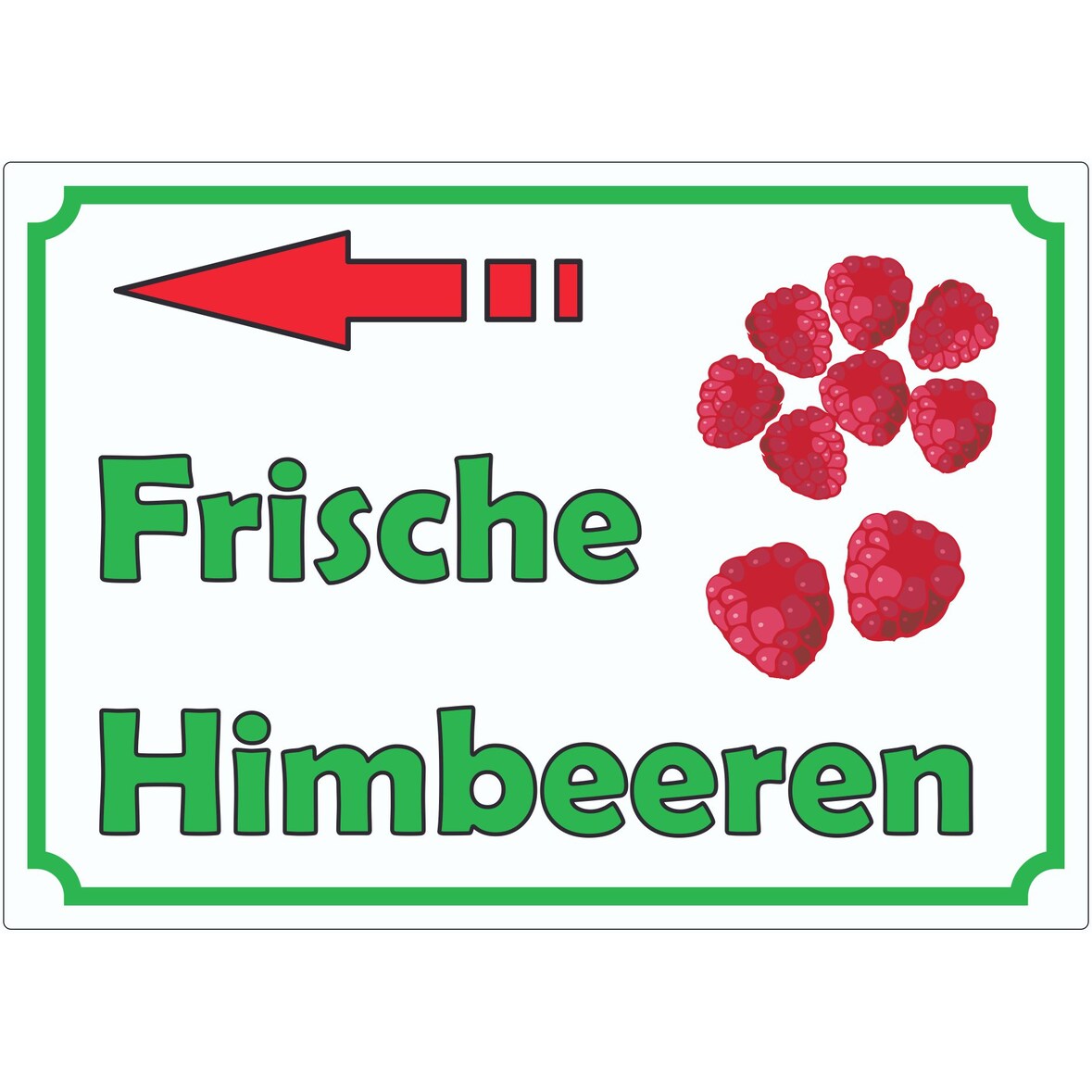 Werbeaufkleber Aufkleber Himbeeren mit Pfeil nach links A1 (594x841mm)