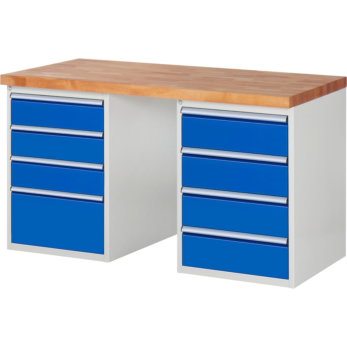 PROREGAL Werkbank Serie 7000 - Modell 7820 | HxBxT 84x150x70cm | 8x Schublade | Schubladenmaße 3x150 + 4x180 + 1x270mm