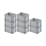 thumbnail of PROREGAL 8x Eurobehälter mit geschlossenem Griff | HxBxT 23,5x30x40cm | 22 Liter | Grau | Eurobox, Transportbox, Transportbehälter
