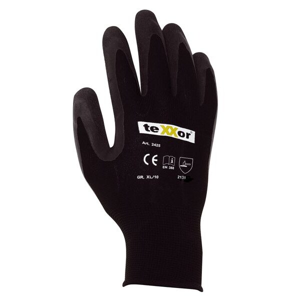 120 Paar teXXor® Polyester-Strickhandschuh Latex beschichtet, Montage- u. Arbeitshandschuh - Größe 9 (L)