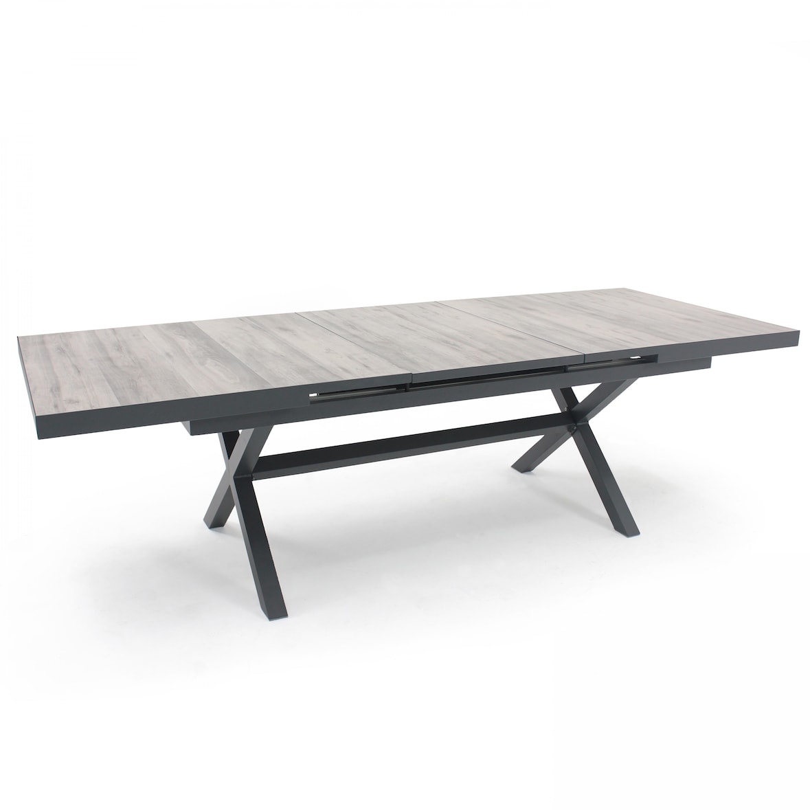 Ausziehbarer 10-Sitzer-Tisch aus Keramik und Aluminium