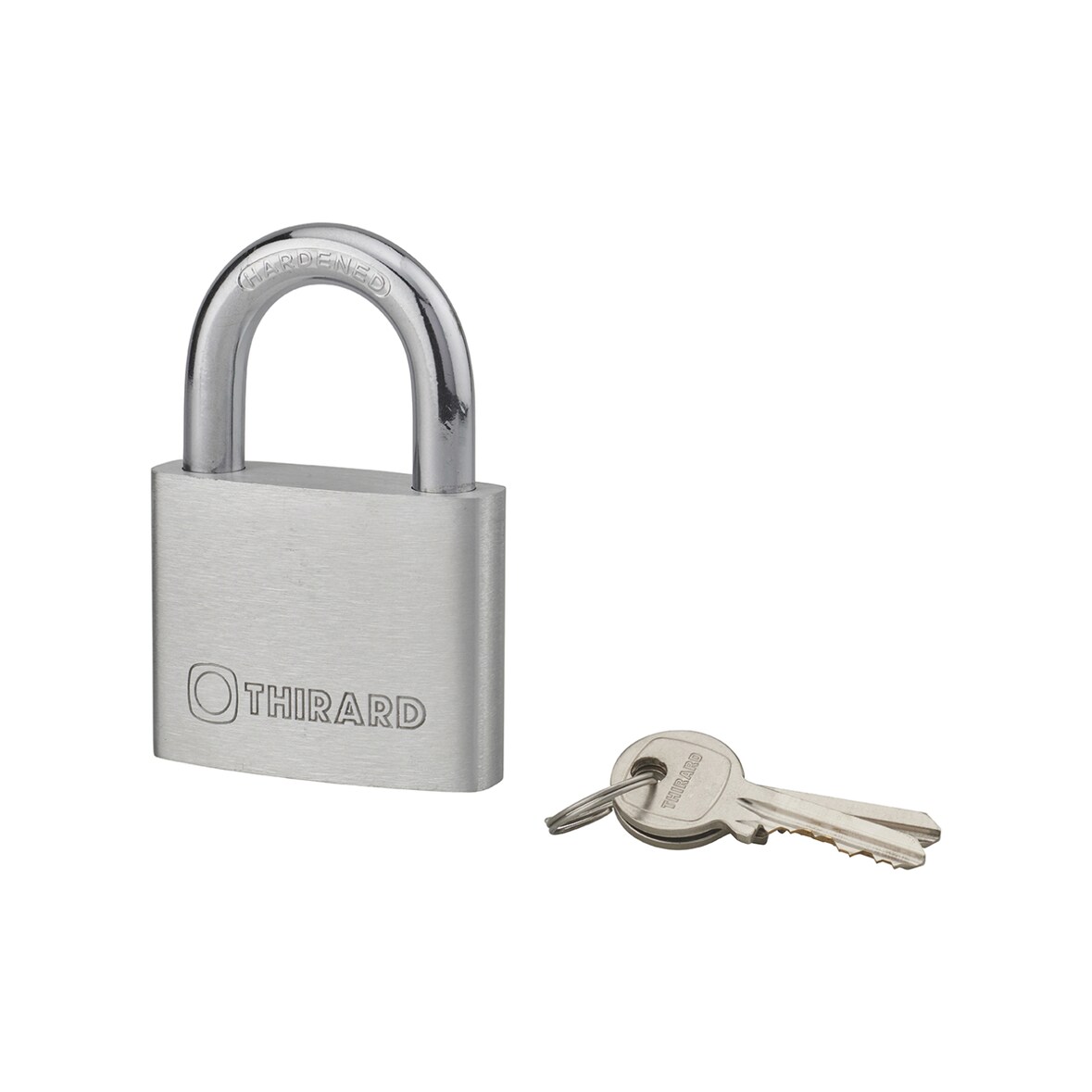 Cadenas à clé, extérieur, alu, 60mm, anse acier nickelé, 2 clés - THIRARD