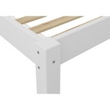 thumbnail of Modernes Einzelbett Massivholzbett Kiefer weiß 90x200 Futonbett Bettrahmen Rollrost 60.38-09 W