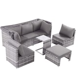 thumbnail of Merax Gartenlounge-SetRattan Sonneninsel Sitzgruppe, Sofa mit Sonnendach, Outdoor Gartenmöbel, Terrassenmöbel, wetterfest - grau