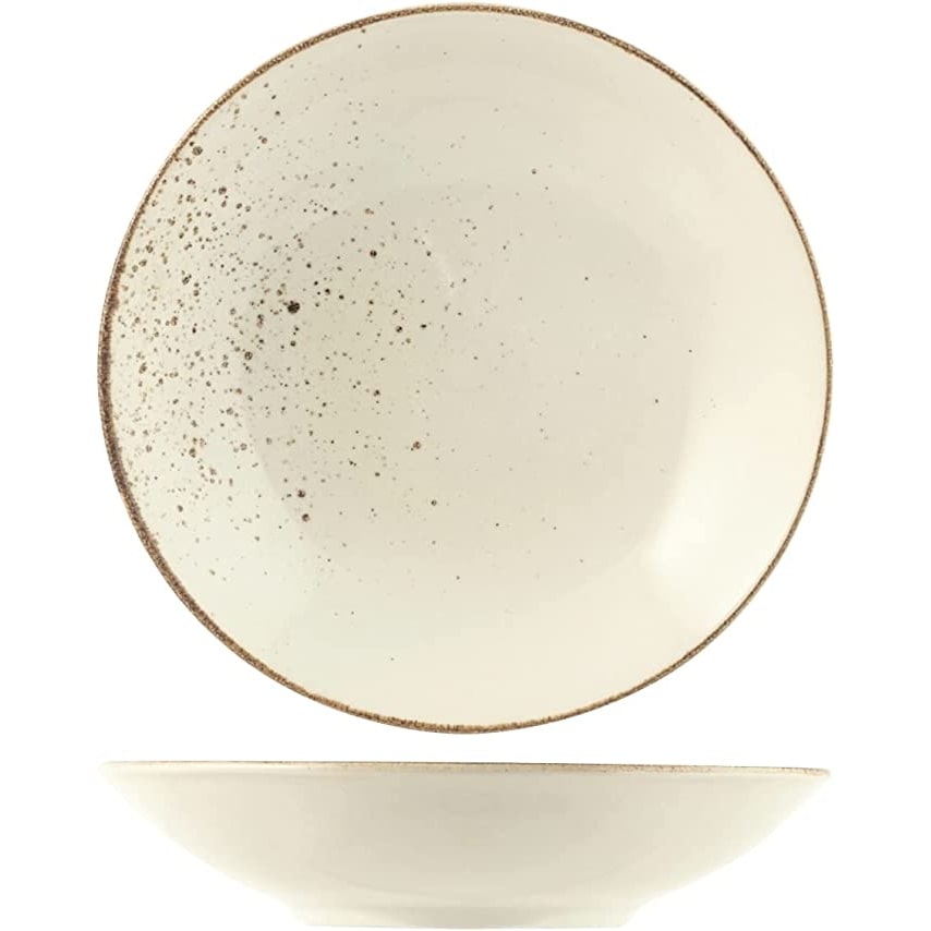H&H Confezione 6 Piatti Fondo Reactive Ivory Stoneware, Avorio, Cm 22