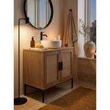 thumbnail of Waschbeckenunterschrank Eiche-Optik 60x60x40 cm mit Türen, Badezimmerschrank mit Rattangeflecht, Unterschrank Stehend, Badschrank Midischrank Klein