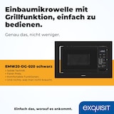 thumbnail of Exquisit Einbau-Mikrowelle EMW20-DG-020 schwarz | Grill | max. 1000 W | Garraum 20 l | Schwarz Front