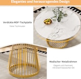 thumbnail of Esstisch Set 80x80x76 Rund Modern MDF Marmormuster Metallgestell 4 Samt Stühle Komfort Essgruppe Dunkelgrau